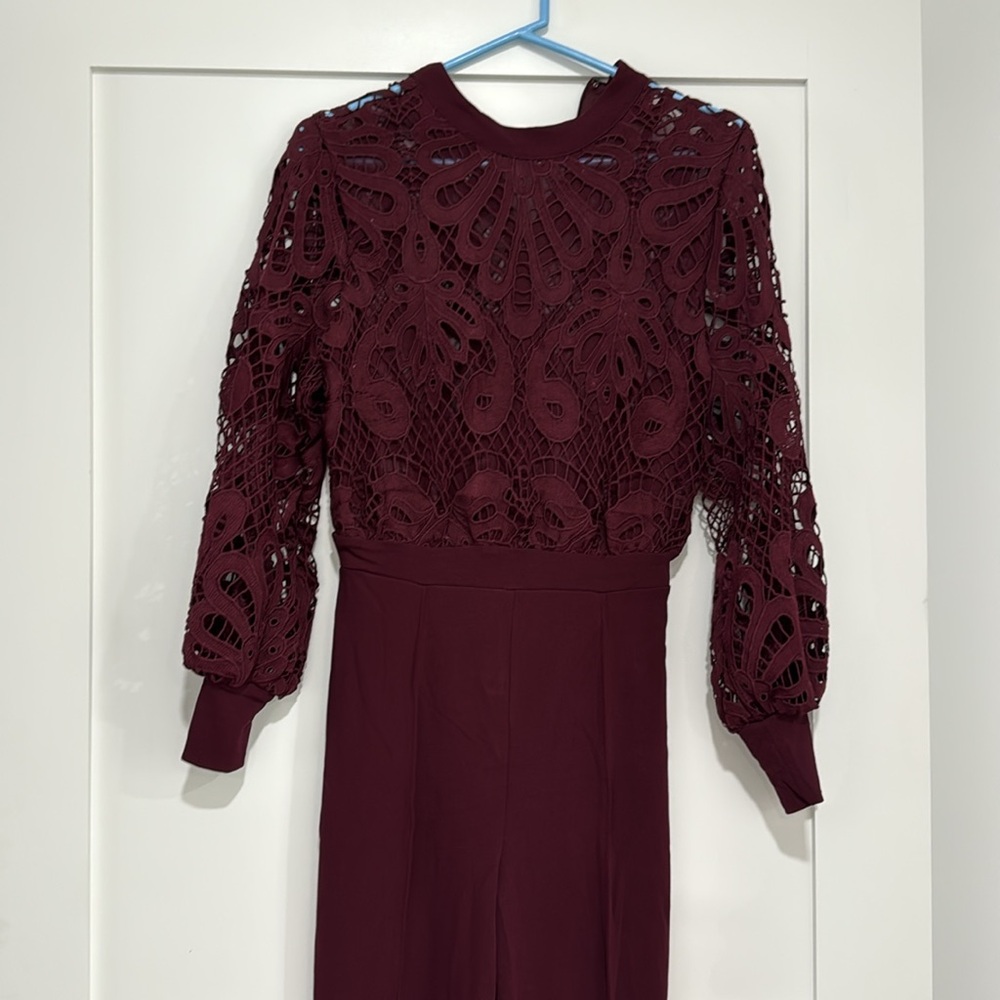 Valentine maroon/wine colored jumpsuit. Size Medium. - Picture 3 of 8